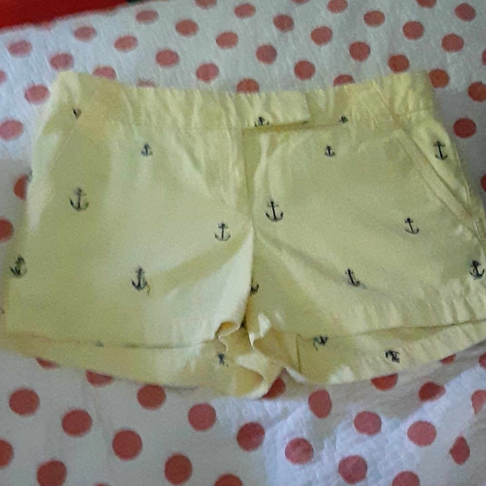 J. Crew Muted Yellow w. Navy Anchors Sz 8